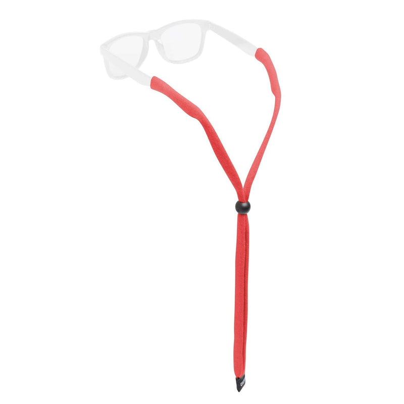 Load image into Gallery viewer, Red glasses strap with a black bead on a white background

