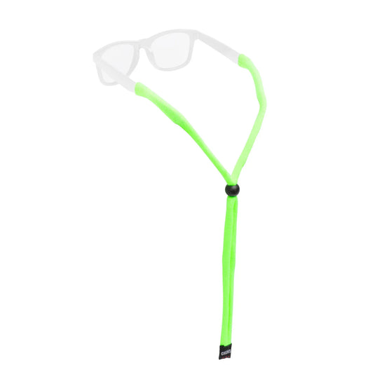 Sunglasses with a green strap on a white background