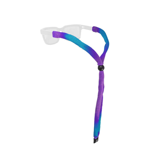 Goggles with a colorful strap on a white background