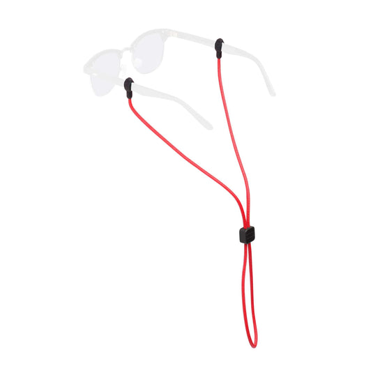 Sunglasses with a red cord on a white background