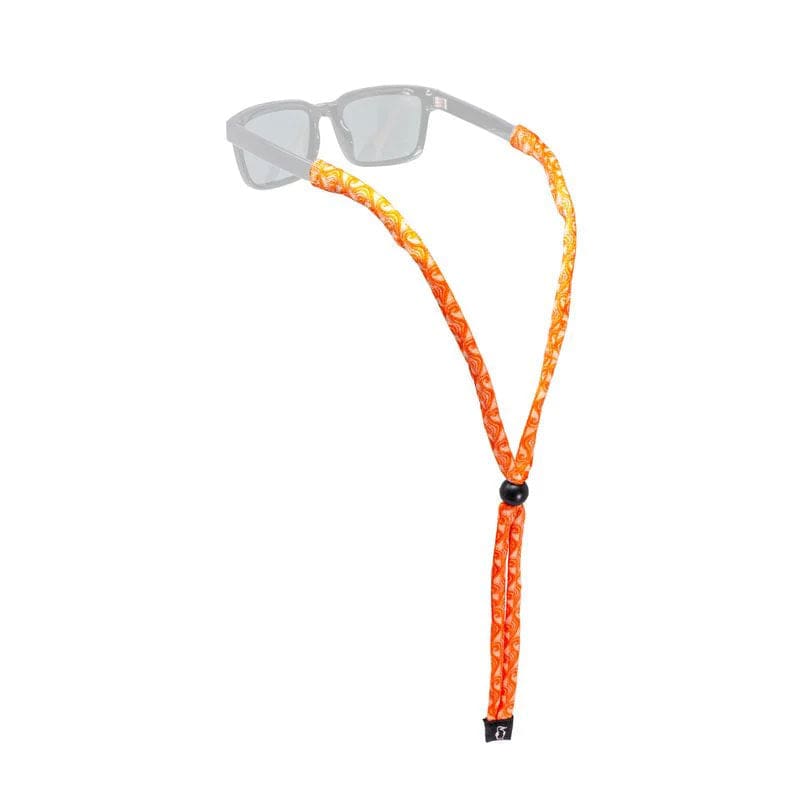 Load image into Gallery viewer, Sunglasses with an orange and yellow braided strap on a white background
