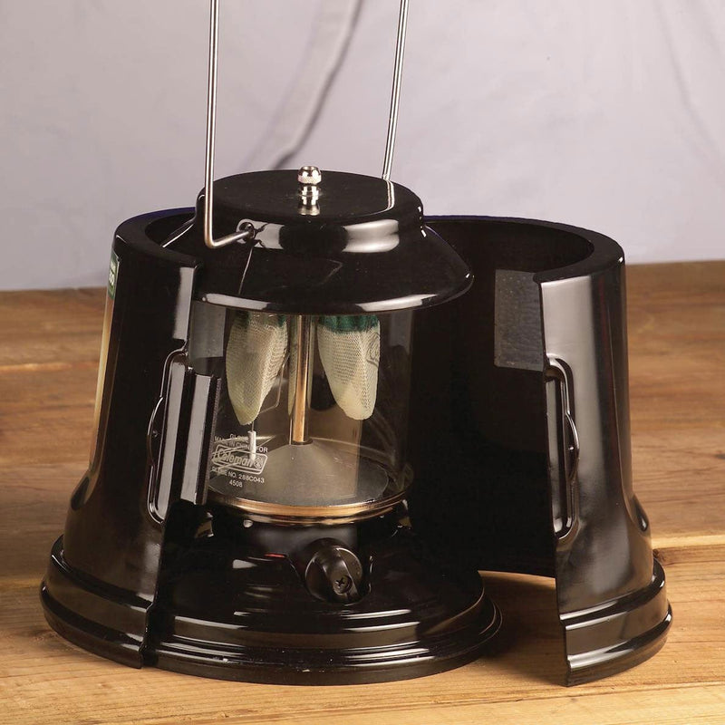 Load image into Gallery viewer, Black camping lantern on a wooden surface with a neutral background
