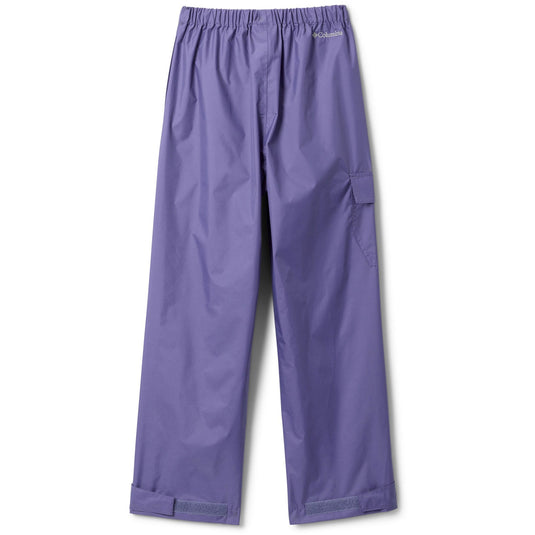 Purple rain pants on a white background