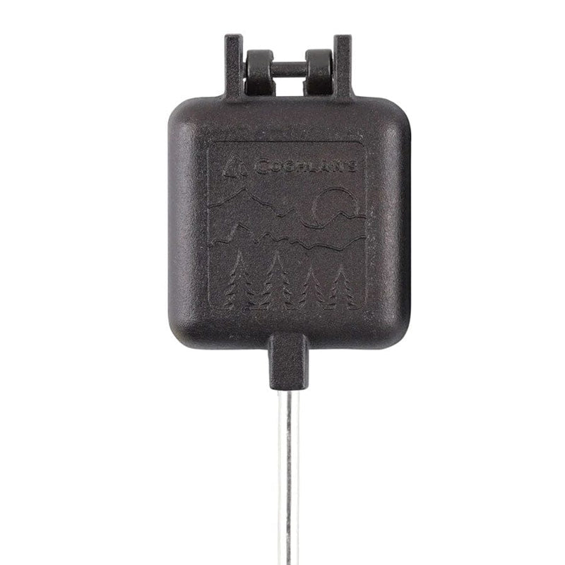 Load image into Gallery viewer, Black outdoor thermometer with a brand logo on a white background
