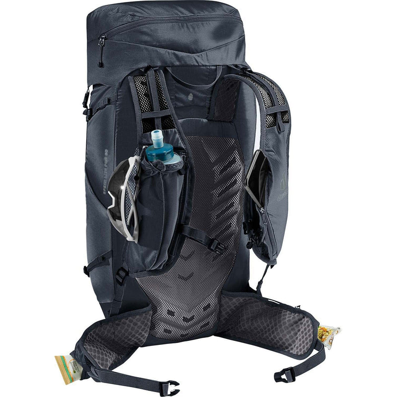 Load image into Gallery viewer, Gray hiking backpack with multiple compartments and a water bottle on a white background
