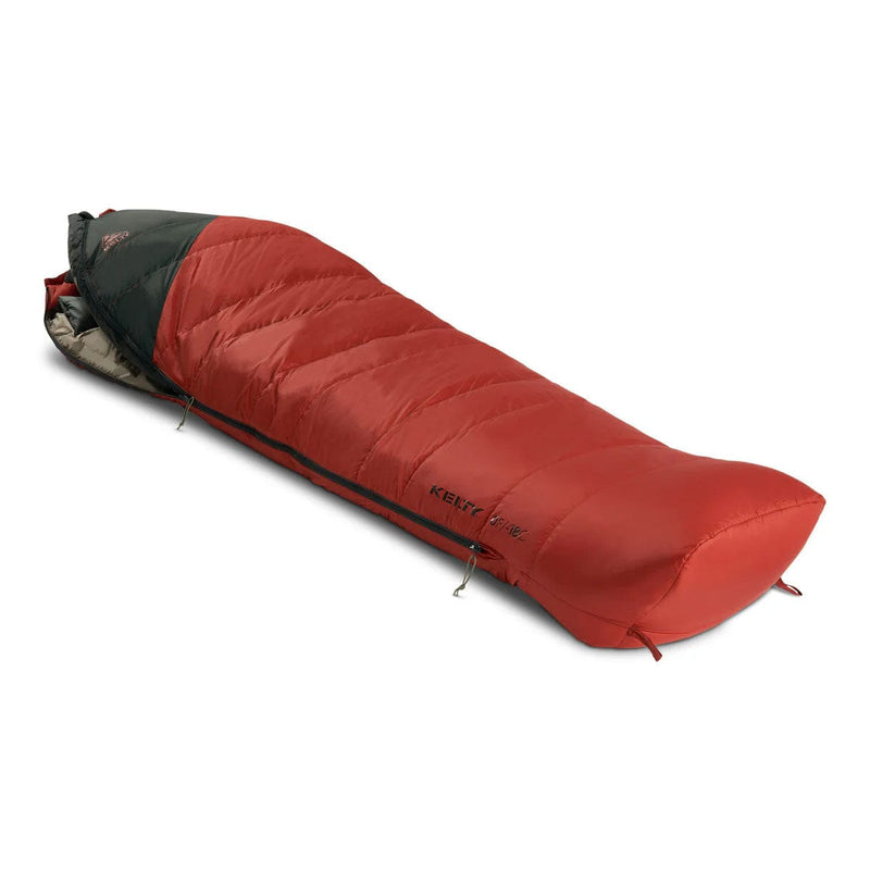 Load image into Gallery viewer, Red sleeping bag with black accents on a white background
