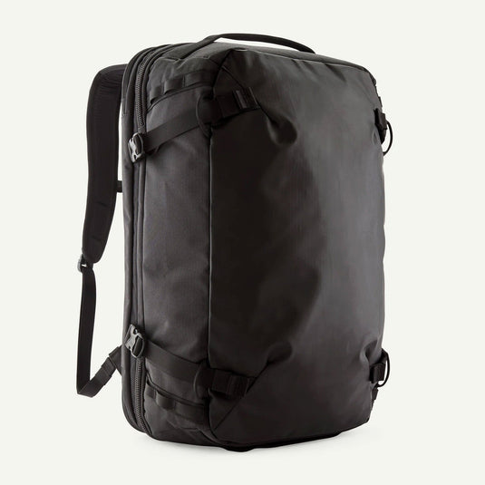 Black backpack on a white background