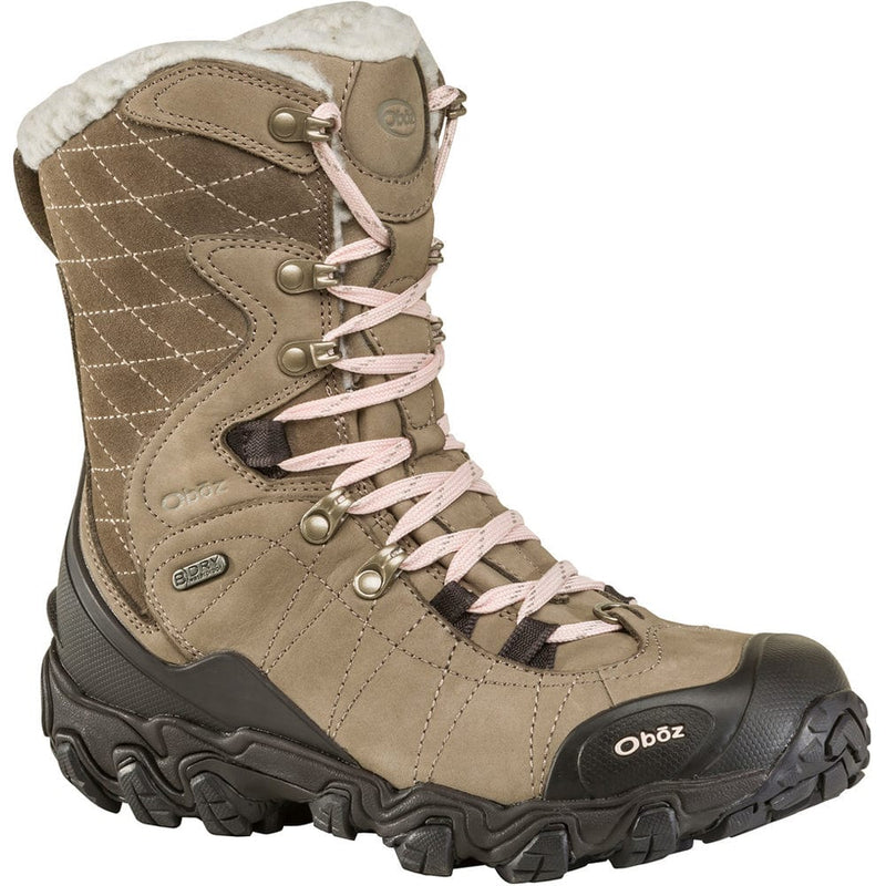 Load image into Gallery viewer, Brown winter boot with pink laces on a white background
