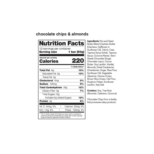 Skratch Labs Energy Bar Sport Fuel Almond Chocolate Chip Energy Bar