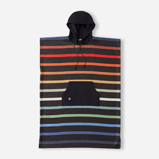 Striped poncho with a hood on a white background