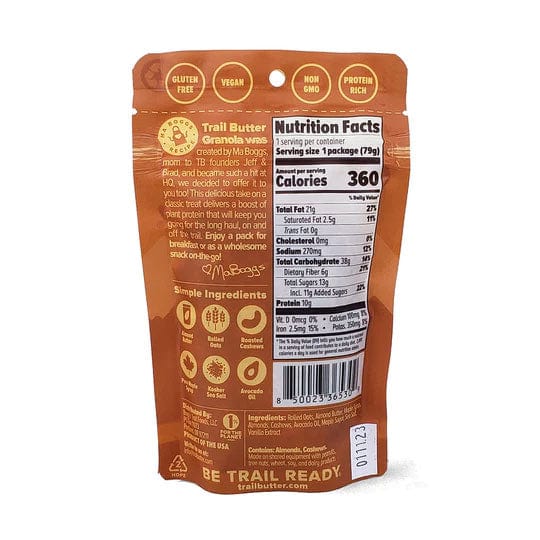 Load image into Gallery viewer, Trail Butter Maple Syrup &amp; Sea Salt Almond Butter Granola - Lil' Crunch 2.8 oz Bag
