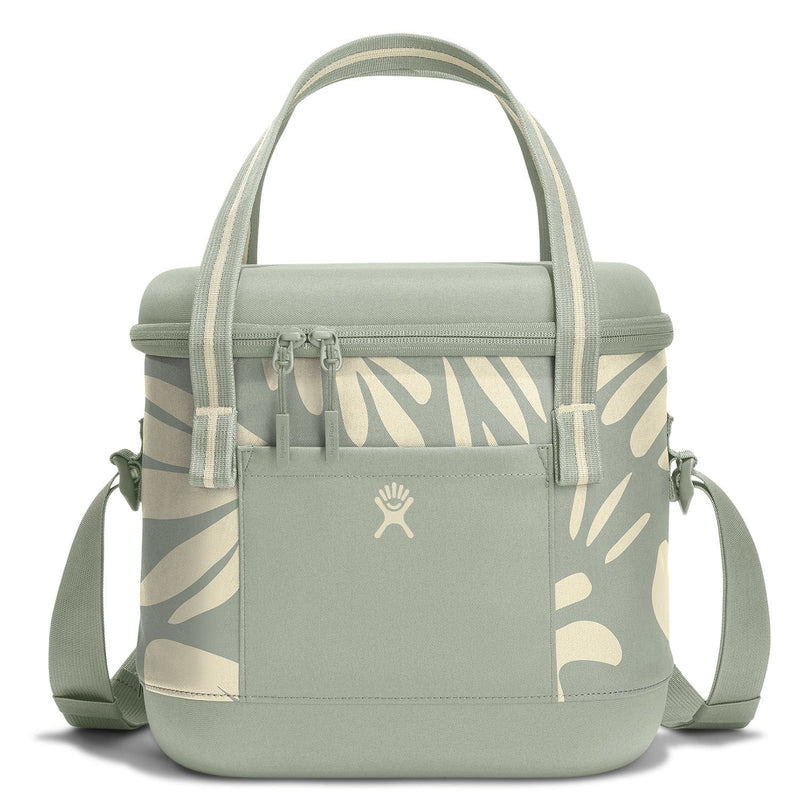 Load image into Gallery viewer, Light green cooler bag with leaf pattern on a white background
