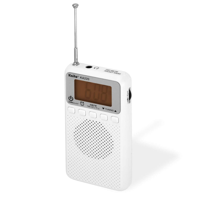 Load image into Gallery viewer, Kaito KA220W Pocket Digital AM/FM Radio with Alarm Clock &amp; Sleep Timer 
