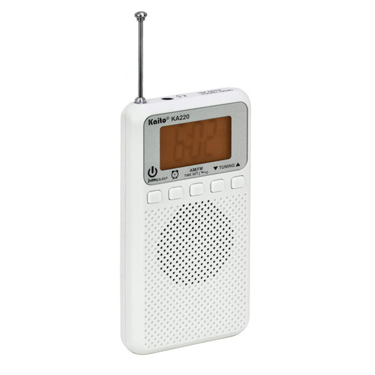 Kaito KA220W Pocket Digital AM/FM Radio with Alarm Clock & Sleep Timer 
