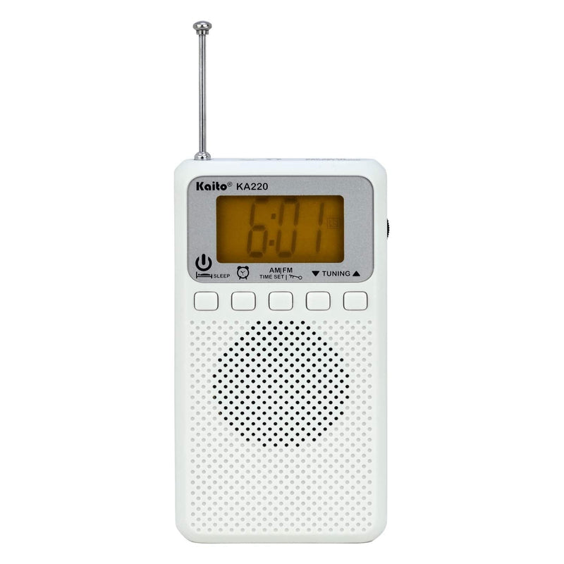 Load image into Gallery viewer, Kaito KA220W Pocket Digital AM/FM Radio with Alarm Clock &amp; Sleep Timer 
