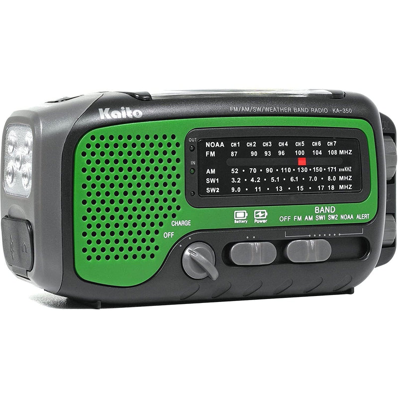 Load image into Gallery viewer, Kaito KA350 Voyager Trek Solar &amp; Hand Crank AM/FM/SW NOAA Weather Radio
