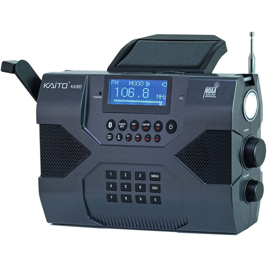Kaito KA900 Voyager Max Solar Crank AM/FM/SW NOAA Weather Radio with Bluetooth
