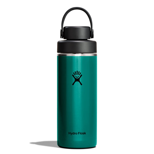Teal Hydro Flask water bottle with black lid on a white background