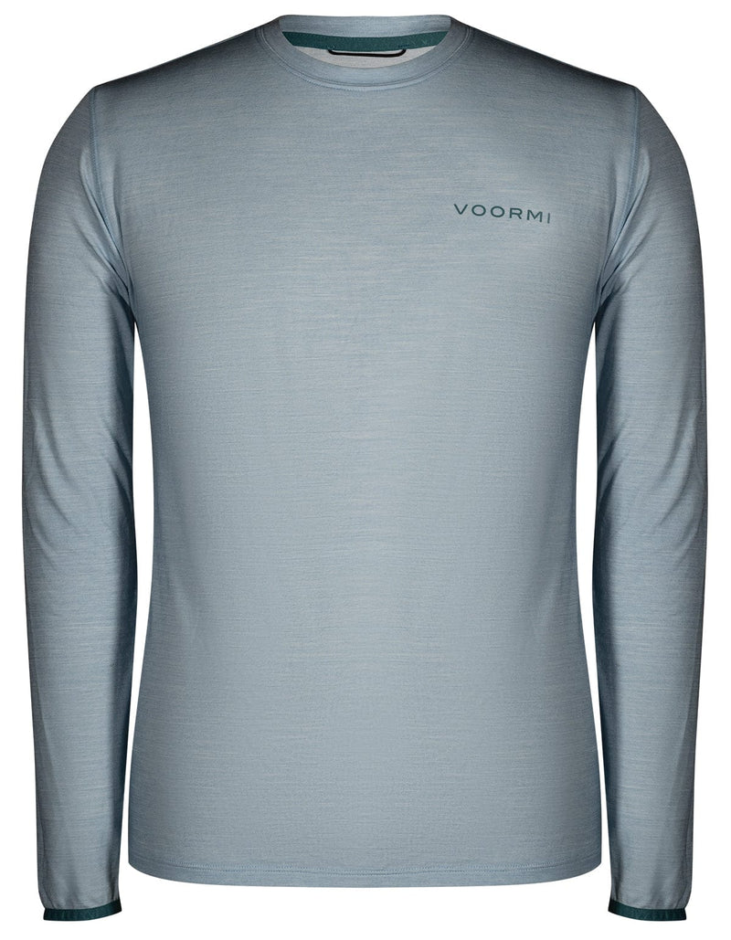 Load image into Gallery viewer, Gray long-sleeve shirt with 'VOOM!' branding on a white background
