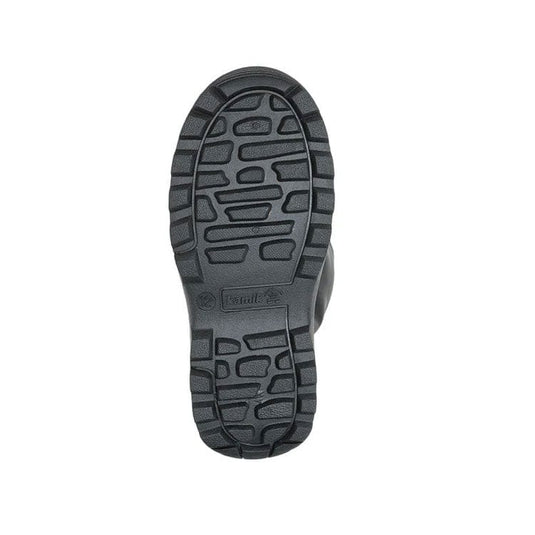Black sole of a shoe with Kamik logo on a white background