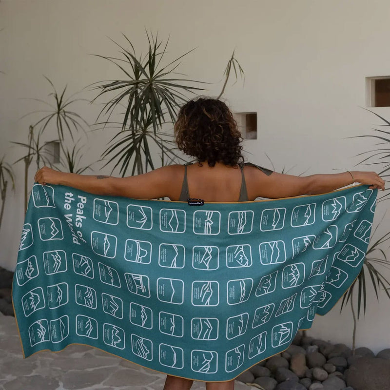 Load image into Gallery viewer, Nomadix Original Towel Peaks of the World Teal Ocean
