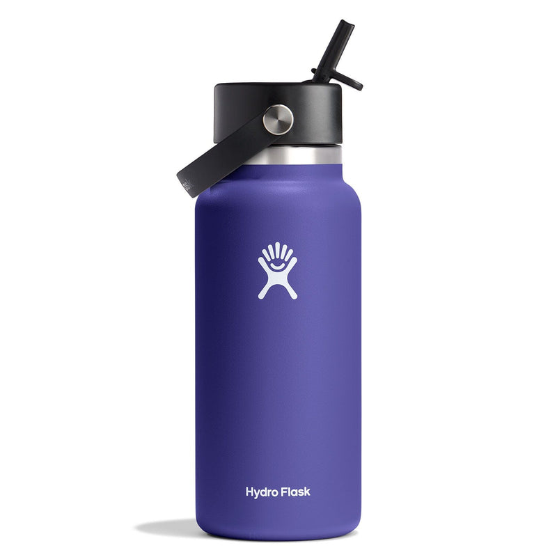 Load image into Gallery viewer, Purple Hydro Flask water bottle with black lid on a white background
