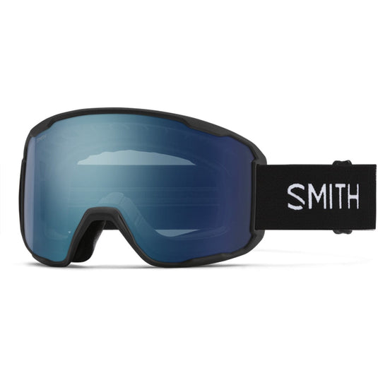 Smith ski goggles with blue lens on a white background