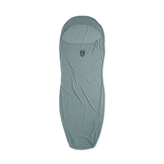 Gray sleeping bag on a white background