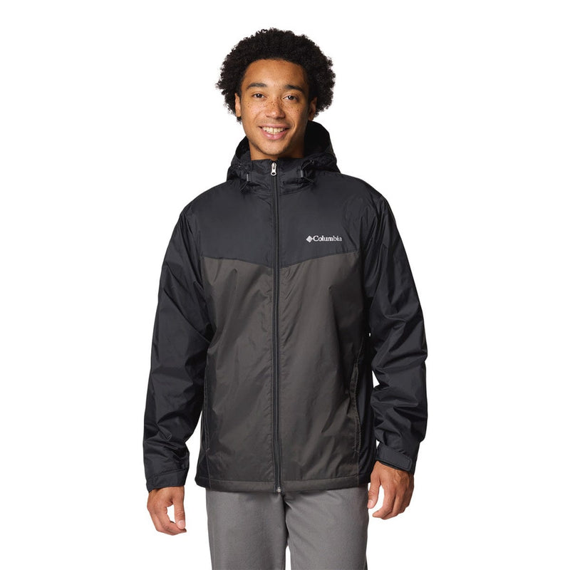 Load image into Gallery viewer, Person wearing a black Columbia jacket on a white background
