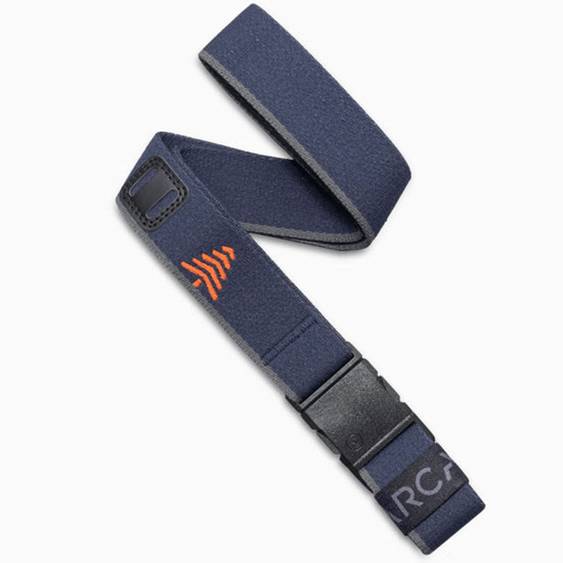 Load image into Gallery viewer, Navy blue lanyard with orange logo and black clip on a white background
