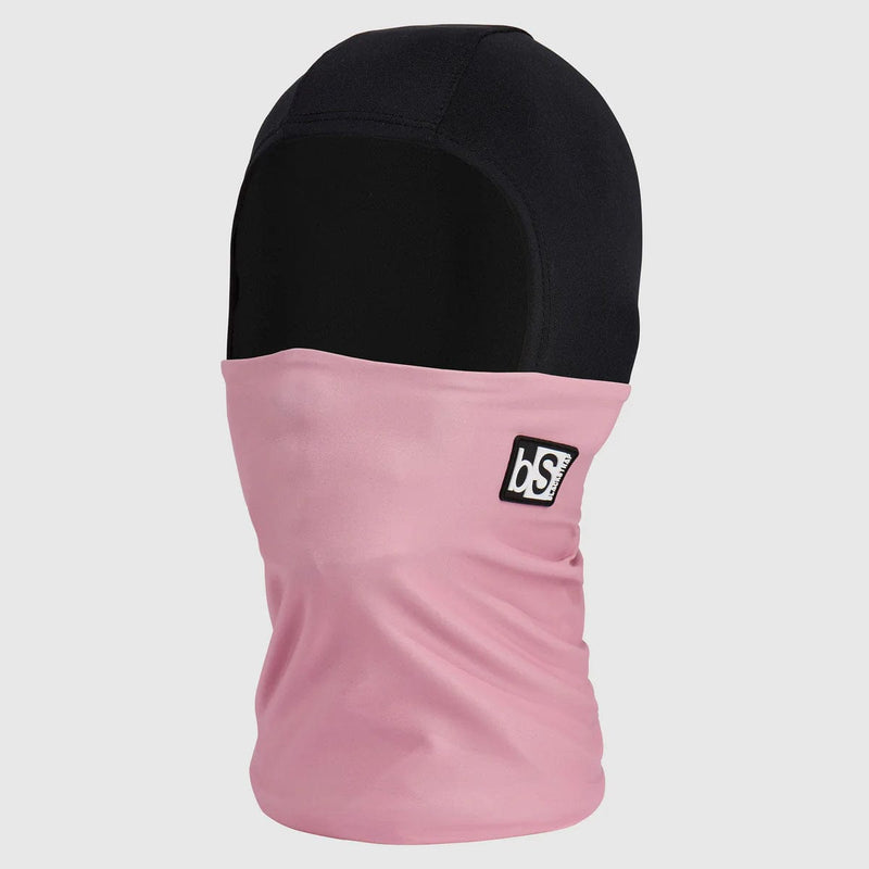Load image into Gallery viewer, Black and pink balaclava with a logo on a light gray background
