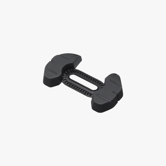 Black plastic clip on a white background