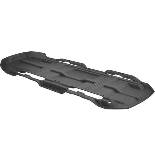 Black snowboard on a white background