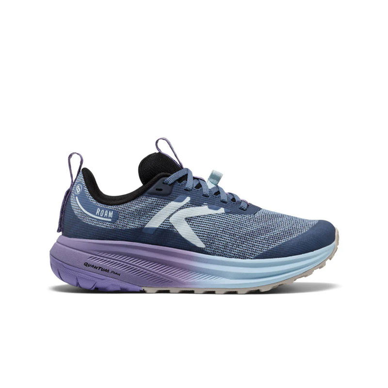 Load image into Gallery viewer, Blue and purple running shoe on a white background

