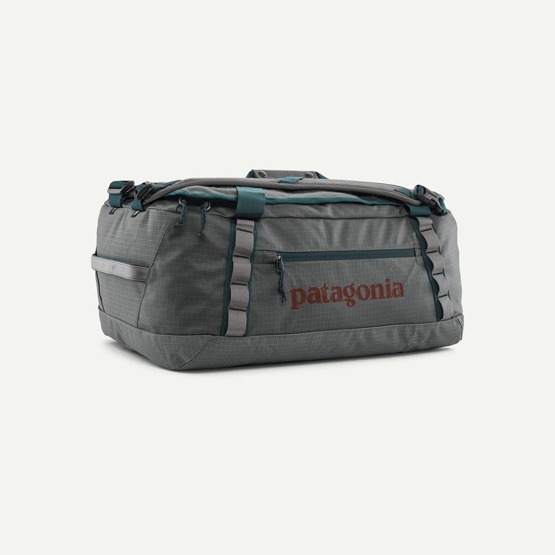 Load image into Gallery viewer, Gray duffel bag with Patagonia logo on a white background

