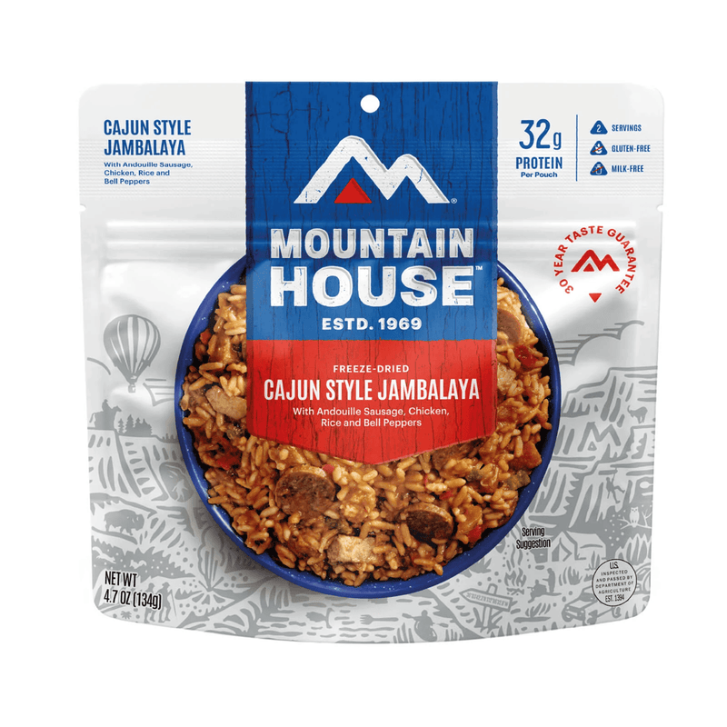 Load image into Gallery viewer, Mountain House Cajun Style Jambalaya freeze-dried meal packaging on a white background

