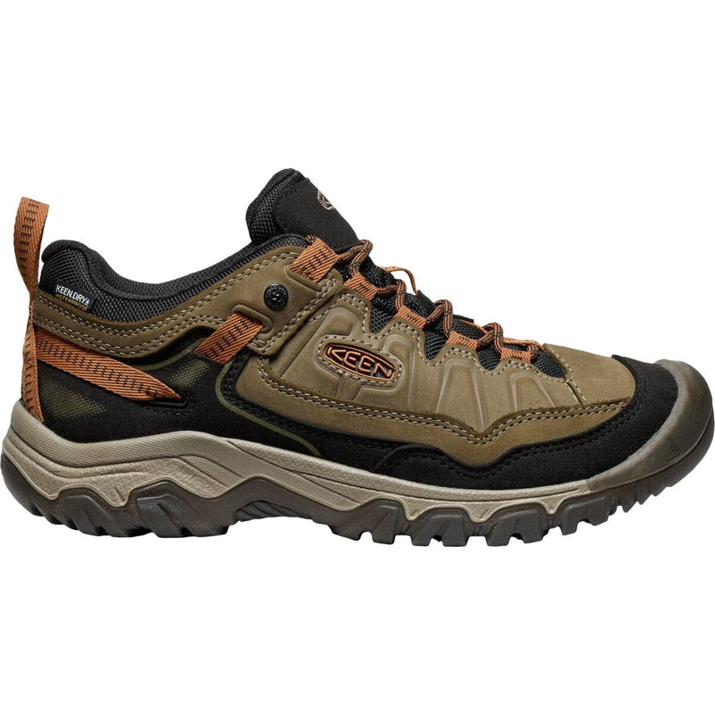 Load image into Gallery viewer, Brown and black hiking shoe with orange accents on a white background
