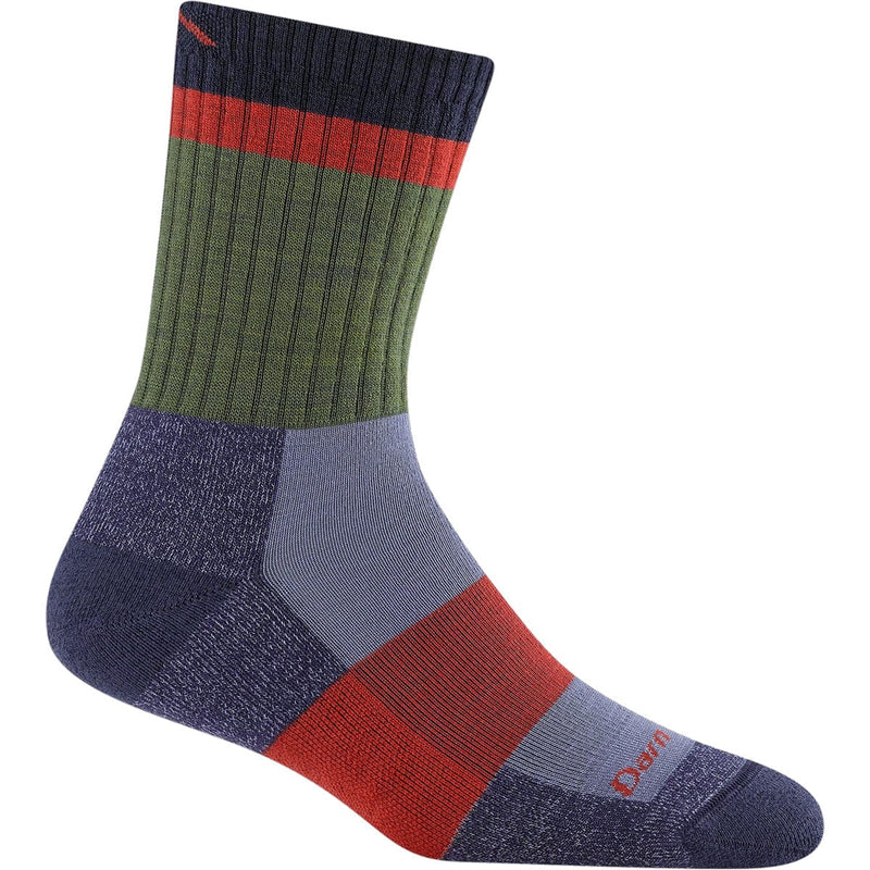 Load image into Gallery viewer, Multicolored sock with red, green, blue, and purple stripes on a white background
