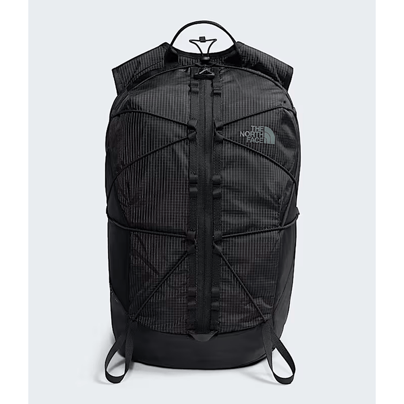 Load image into Gallery viewer, Black backpack with The North Face logo on a light gray background
