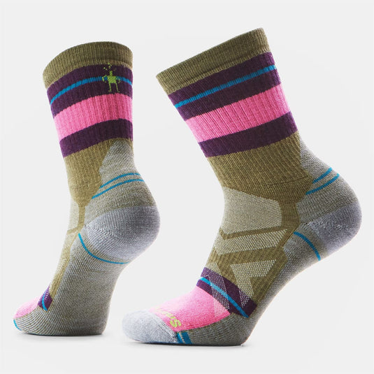 Pair of socks with striped pattern on a light gray background