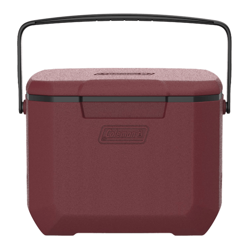 Load image into Gallery viewer, Maroon Coleman cooler bag with black handle on a white background
