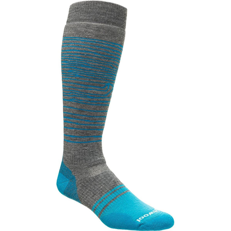 Load image into Gallery viewer, Gray and blue striped sock on a white background
