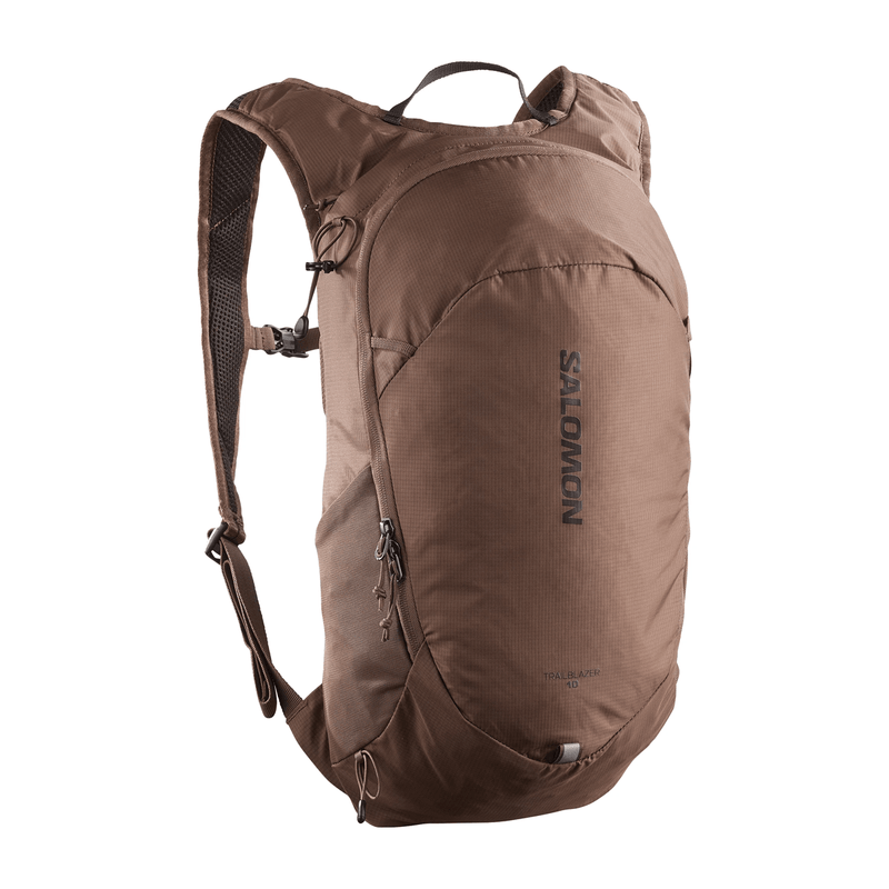 Load image into Gallery viewer, Brown backpack with Salomon branding on a white background
