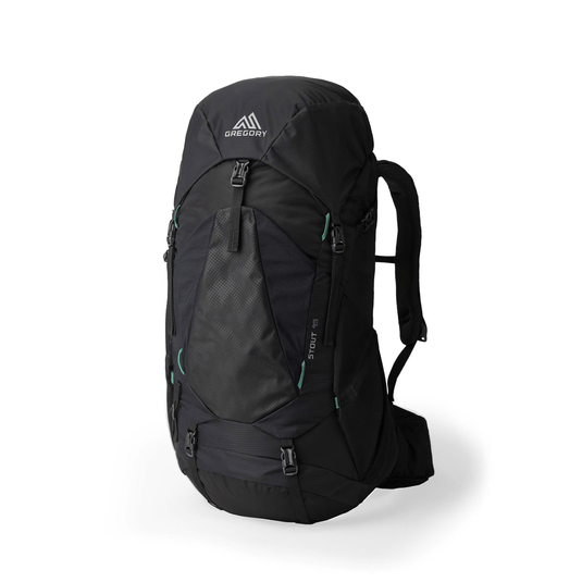 Black hiking backpack with Gregory logo on a white background