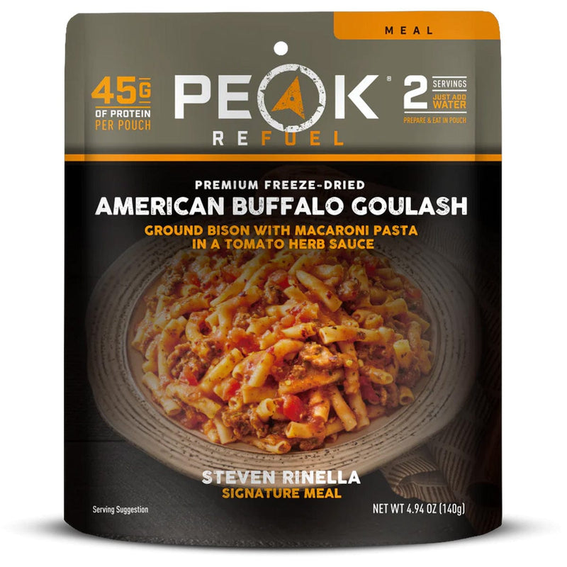 Load image into Gallery viewer, Peak Refuel American Buffalo Goulash freeze-dried meal packaging on a white background
