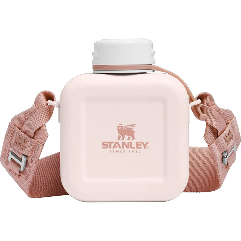 Load image into Gallery viewer, Pink water bottle with strap featuring Stanley logo on a white background
