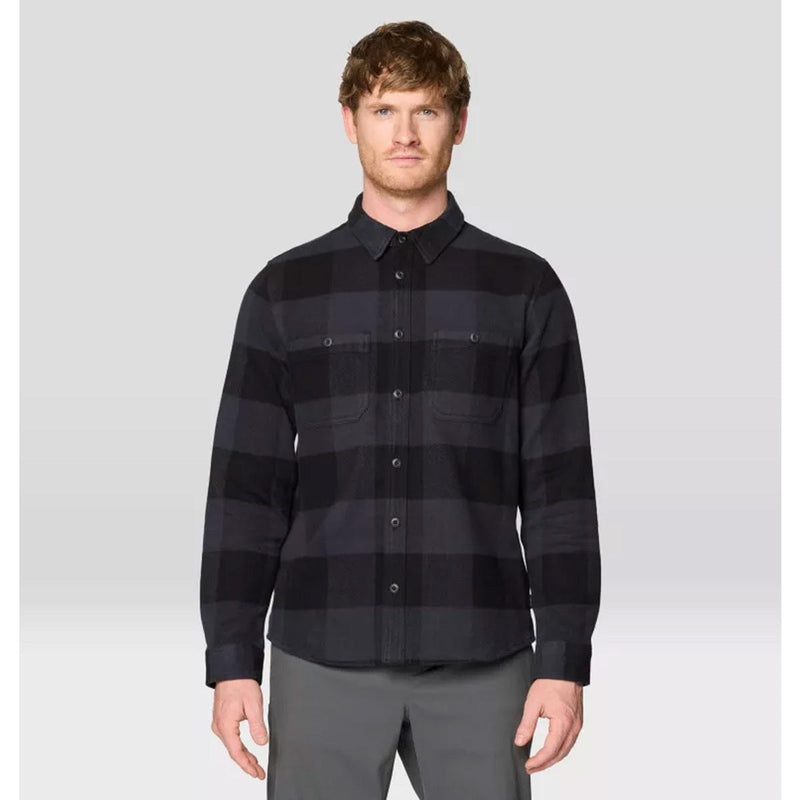 Load image into Gallery viewer, Man wearing a black and gray striped shirt against a white background
