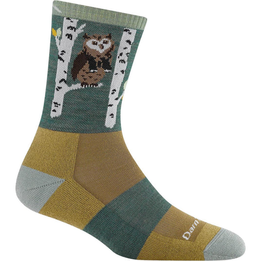 Sock with owl and tree design on a white background