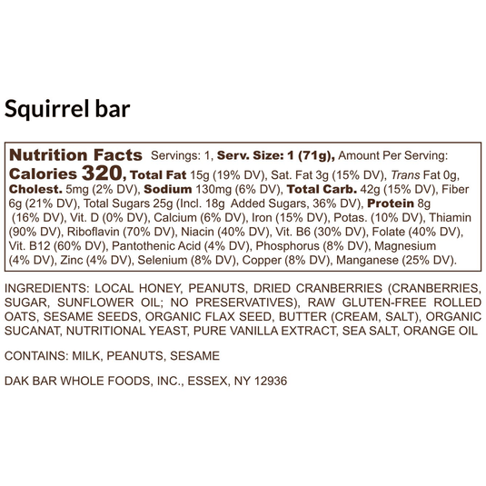 Dak Bar Squirrel - Cranberry, Peanut & Sesame