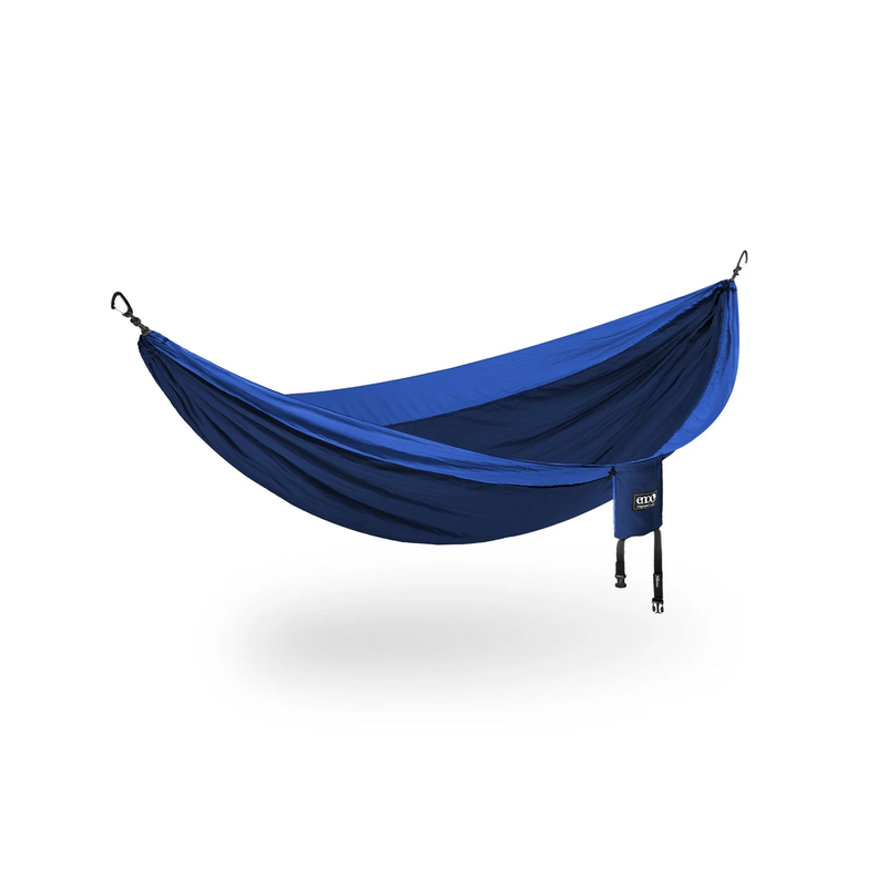 Load image into Gallery viewer, Blue hammock with carrying bag on a white background
